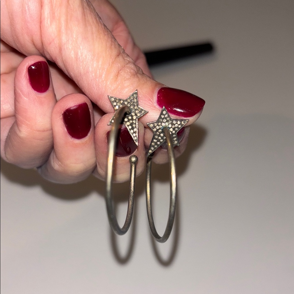 Nathan & Moe Pave Diamonds Stars with gold vermeil hoops